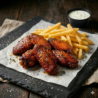 🔥🐔6 Wings with Fries 🍟